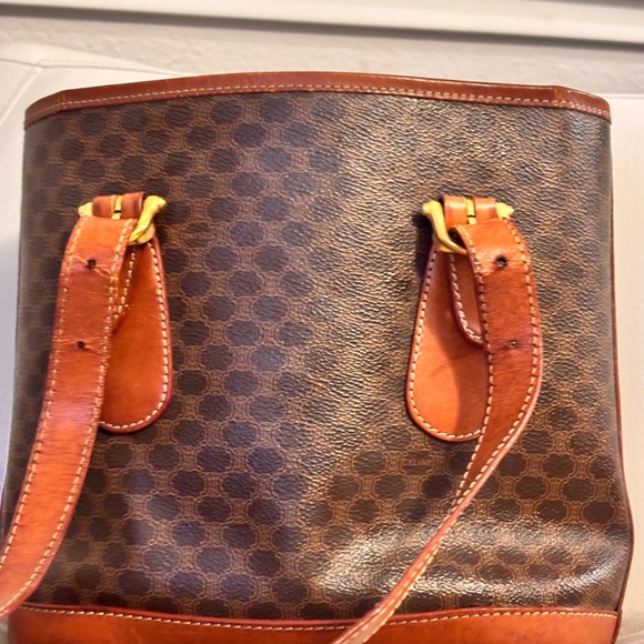 CELINE Vintage Macadame Brown Leather Medium Size Tote Bag - Picture 7 of 15